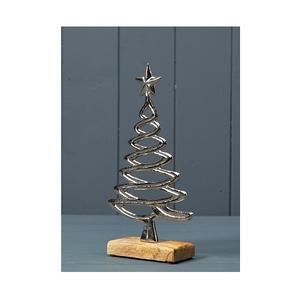 Estrella de calidad superior Metal Navidad Estrella de plata decorativa en base de madera 15 cm Decoración para el hogar - Product Image 2