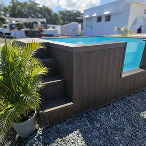 Custom Design Wood Rectangle Fiberglass 4m 6m 7m WPC Deck Adult Kids Summer Rectangular Square FRP Swimming <b>Pool</b> - Product Image 2
