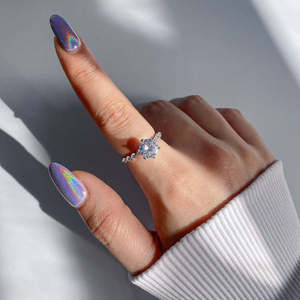 NOVAMART Fine Hallmark <b>Silver</b> Plated Crystal <b>Solitaire</b> <b>Ring</b> Elegant <b>Rings</b> Collection Wholesale Export - Product Image 1