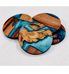 Dessous de verre en bois créatif en résine isolation simple porte-gobelet cuisine boisson dessous de verre carré tasse à thé tapis sous-verres en pierre - Product Image 5