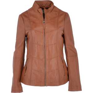 Femmes haut tendance personnalisé automne hiver vestes en cuir solide col tournant conception manches longues respirant doublure en Satin - Product Image 1