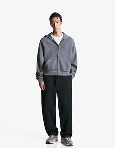 เสื้อฮู้ดผ้าฝ้ายโอเวอร์ไซส์ผ้าโอเวอร์ไซส์ผ้าโอเวอร์ไซส์ผ้ามีซิปผลิตจากโรงงานผลิตตามสั่ง - Product Image 3