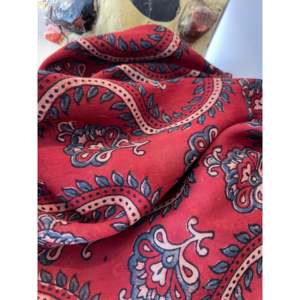 Fine Muslin Ajrakh Neck <b>Warmer</b> Elegant <b>Leg</b> <b>Warmers</b> with Songline Pattern - Product Image 2