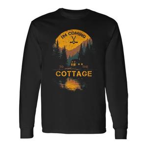 T-shirt a maniche lunghe con grafica astratta unica 'I'm Coming to the Cottage' - Prodotto promozionale - Product Image 1