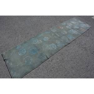 Alfombra turca Vintage moderna de 26x95 pies hecha a mano de lana de felpa azul alfombra para sala de estar Patchwork rompecabezas rectángulo pasillo látex - Product Image 2