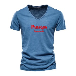 T-shirts personnalisés pour hommes en coton filé avec anneau et logo imprimé de couleur unie à manches courtes - Product Image 6