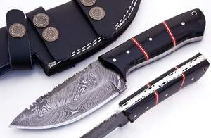 Tamaño personalizado Damasco acero caza Skinner cuchillo modelo S15 calidad superior hecho a mano cuerno negro Mango cuchillo al aire libre - Product Image 2