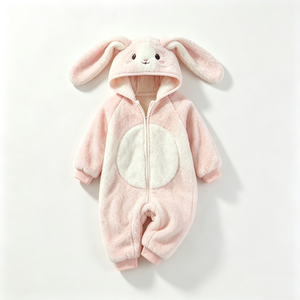 Combinaison bébé en peluche rose personnalisée, combinaison à capuche en polaire, costume de lapin pour nouveau-né, combinaison de neige en peluche douce pour bébé - Product Image 2