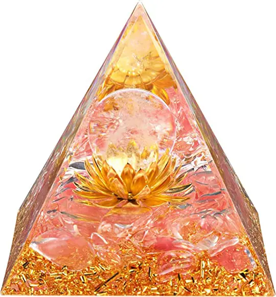 Gemstone 수제 Orgonite 로즈 쿼츠 크리스탈 구체 연꽃 피라미드 아ra 라 크리스탈 수출에서 명상을위한 마노 피라미드