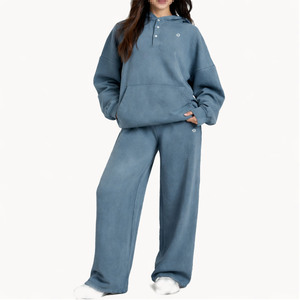 Conjunto de Sudadera con Capucha y Pantalones Holgados para Mujer, Felpa de Algodón, Ropa Urbana, Fabricación de Ropa al por Mayor OEM ODM - Product Image 1