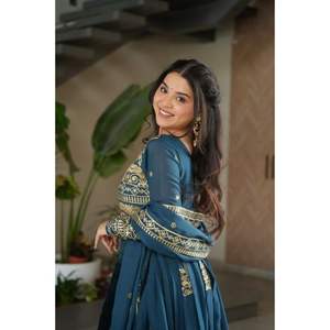 Chinnon With Rich <b>Sequins</b> Multi Embroidered Georgette Wedding Embroidery Anarkali Collection by Royal Export - Product Image 5