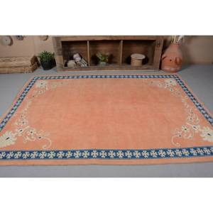 Tapis en Laine Vintage Turc 6x8'3ft Orange et Noir Classique Motif Couloir Rectangle Grande Surface pour Chambres Adolescentes - Product Image 3