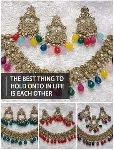 Deslumbrante AD Conjunto de joyería de moda para mujeres Impresionante collar indio Pendientes Combo para bodas y eventos culturales - Product Image 4