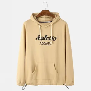 Logo Unisex personalizzato 3D stampa a sbuffo pesante felpa con cappuccio spessa in poliestere cotone bianco da uomo oversize abbigliamento Casual