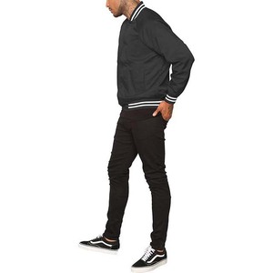 Bomber Jacket Men Varsity Casual Striped Button Down Lightweight Baseball Satin Varsity Men's Jacket with Pockets - Product Image 6