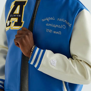 Chaqueta Universitaria de Béisbol de Cuero Totalmente Personalizada para Hombre, Bordado Chenille, Estilo Retro, Cuello Alto, Chaqueta Urbana con Botones a Presión - Product Image 5