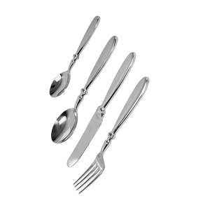 Modern Stainless Steel <b>Flatware</b> with Unique Wavy Handles American Style Silver 5 Pcs Eco-Friendly - Product Image 2