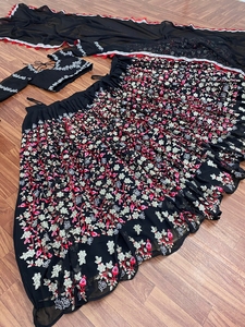 Bollwood-bordado pesado y multitrabajo para mujer, Choli lehengha Choli para boda, exclusivo, negro especial - Product Image 3