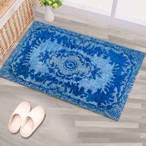 Alfombra Estampada de Estilo Persa Étnico, Alfombra Azul con Medallones, Decoración para Sala de Estar, Alfombra Suave No Tejida - Product Image 4