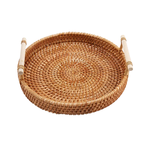 Natural Handmade RATTAN TRAY <b>FRUIT</b> <b>STORAGE</b> BASKET From Vietnam Perfect for Food Display Home Organization - Product Image 1