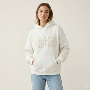 Sweat-shirt à capuche surdimensionné en coton premium, écologique, en polaire, avec logo personnalisé, pour l'hiver, style streetwear, pour femmes - Product Image 1