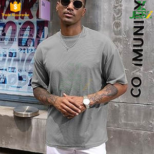 Premium 100% coton 260 GSM poids lourd coupe régulière hommes T-Shirt goutte épaule Logo personnalisé formel tissé respirant séchage rapide - Product Image 2