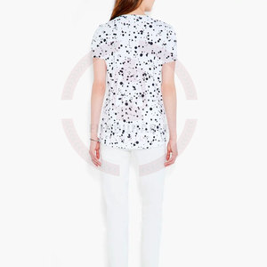 T-shirts décontractés à manches courtes pour femmes de meilleure qualité 100% coton été toile Logo personnalisé imprimé Design en gros - Product Image 4