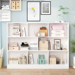 KS68241 Modern Children's <b>Bookshelf</b> 110x26x110cm Rubber Wood and Plastic Standing Type for Living Room or Office - Product Image 3