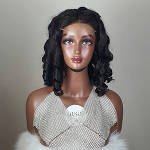 Perruques de cheveux humains de couleur naturelle de haute qualité Super Double dessiné vendeur de cheveux vietnamiens crus oeuf bouclé avec fermeture dentelle 5x5 - Product Image 1