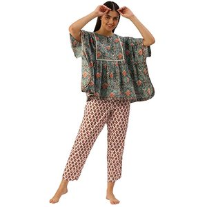 Conjunto de caftán y vestido de noche de algodón puro para mujer, gris y blanco con decoraciones de cintura y faja de estilo europeo - Product Image 1