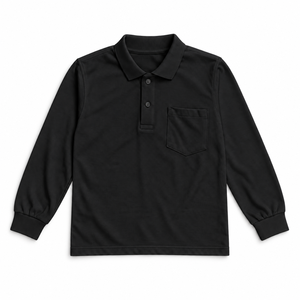 Polo Negro de Manga Larga con Bolsillo para Niños, Uniforme Escolar - Product Image 1