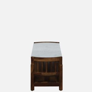 Meuble TV au design contemporain élégant Haslev bois de Sesham avec finition en teck provincial et dessus en marbre pour le salon - Product Image 6