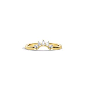 แหวนทอง14K 18K รูปตัว V มีเพชรรูปทรงแฟนซีสี VVS ชัดเจน - Product Image 3