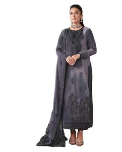 Pantalón de Terciopelo Puro Pakistaní con Bordado Pesado con Diseño de Jazmín y Dupatta Chino para Venta en Línea - Product Image 2