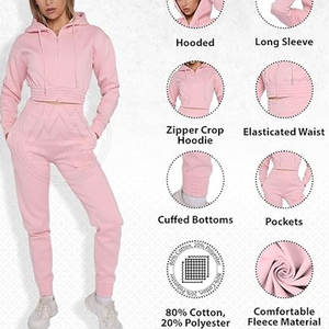 New Arrival Best Style <b>Women</b> Crop Top Tracksuit <b>Set</b> High Quality <b>Women</b> Crop Top Tracksuit <b>Set</b> For Sale - Product Image 5