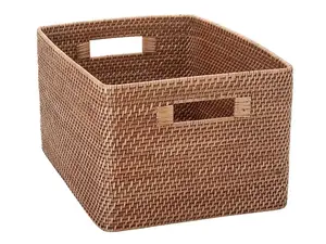 Panier de rangement en rotin tressé fait main, écologique, de taille personnalisée, moderne, petit, grand, carré, empilable, organisation de la maison - Product Image 2