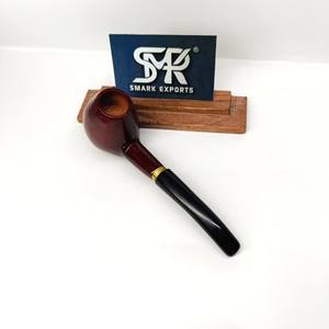 Pipa de fumar de madera estilo vintage con boquilla roja pulida, caña curva negra, pipa de tabaco hecha a mano para coleccionistas y compradores de regalos - Product Image 4