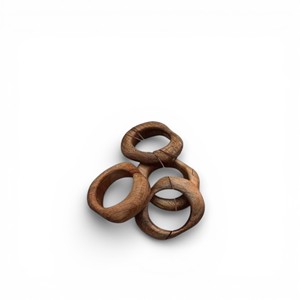 Ensemble d'anneaux de serviette en bois sculpté à la main, style géométrique contemporain, unique - Product Image 5