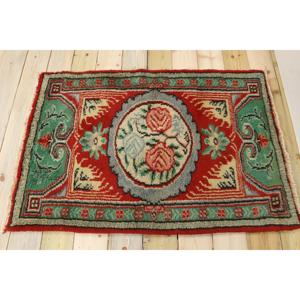 Tapis turc vintage, petit tapis de 2,8x4,1 pieds, tapis en laine rouge, vert, plantes et arbres - Product Image 2