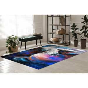 Tapis imprimé cheval blanc pour grand espace, mur, salon, antidérapant, décoration d'escalier, tapis en velours de luxe - Product Image 3