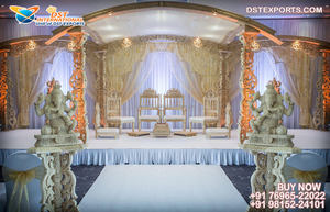 Décoration de mandap de mariage en bois sur le thème vintage, magnifique mandap de mariage indien en bois, la plus belle décoration de mandap en bois d'intérieur au Royaume-Uni - Product Image 6