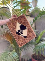 Nueva Carpeta Portafolio de Cuero Repujado a Mano, Fabricada con Cuero Vacuno, para Documentos y Tarjetas