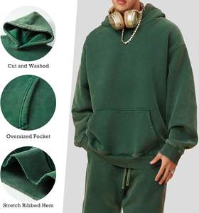 Sweats à capuche en molleton brodés délavés à l'acide pour hommes 100% coton Conception de logo personnalisée Respirant XS OEM Vente en gros Vente chaude Vêtements d'hiver - Product Image 3