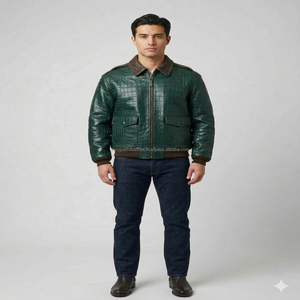 Chaqueta Bomber Vintage de Cuero para Hombre, Color Negro Borgoña, Lista para Enviar, con Logotipo Frontal - Product Image 4