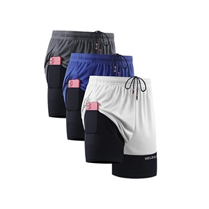 Short de course 2 en 1 en toile léger décontracté pour hommes avec poches taille moyenne, fermeture boutonnée et braguette Pantalons pour hommes - Product Image 1