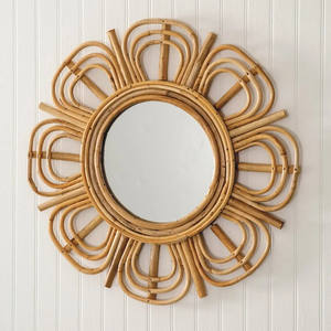 Miroir de maquillage en rotin, miroir de beauté rond, miroir mural suspendu pour décoration de chambre à coucher, vente directe en usine, prix compétitif - Product Image 4