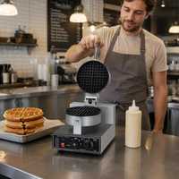Gaufrier belge antiadhésif rond en acier inoxydable 1600W pour la maison, le café et le brunch
