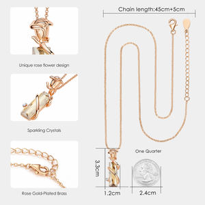 CDE N1764 прекрасное ювелирное изделие изящное ожерелье с цветком розы женское розовое ожерелье с кристаллами ювелирные изделия с покрытием из розового золота - Product Image 6