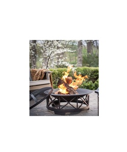 Traditional style iron <b>fire</b> <b>pit</b> with handcrafted support frame and deep <b>fire</b> area for cozy backyard use - Product Image 3