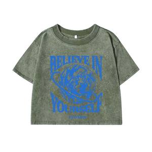 Y2k Streetwear Summer Women's Clothing Custom Vintage Acid Washed Cropped T Shirts for Plain Women Oversized Boxy Crop T Shirt - Product Image 2